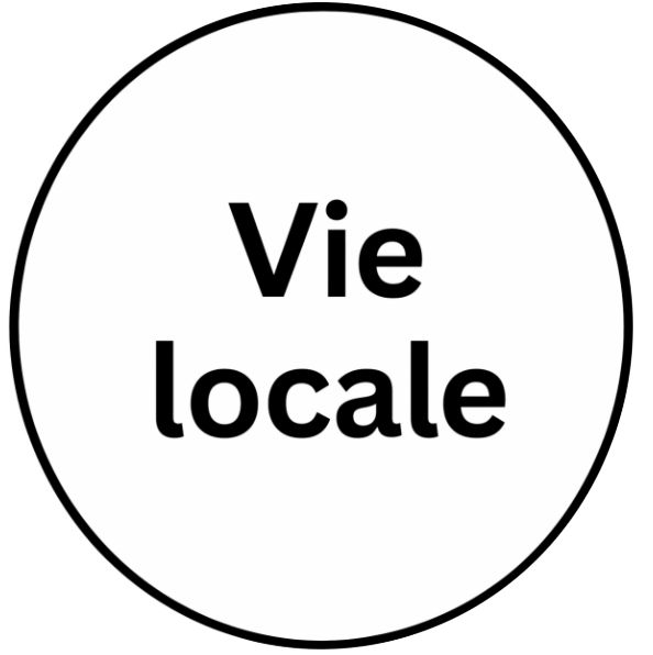 Circle badge with bold 'Vie locale' text centered inside a black ring.